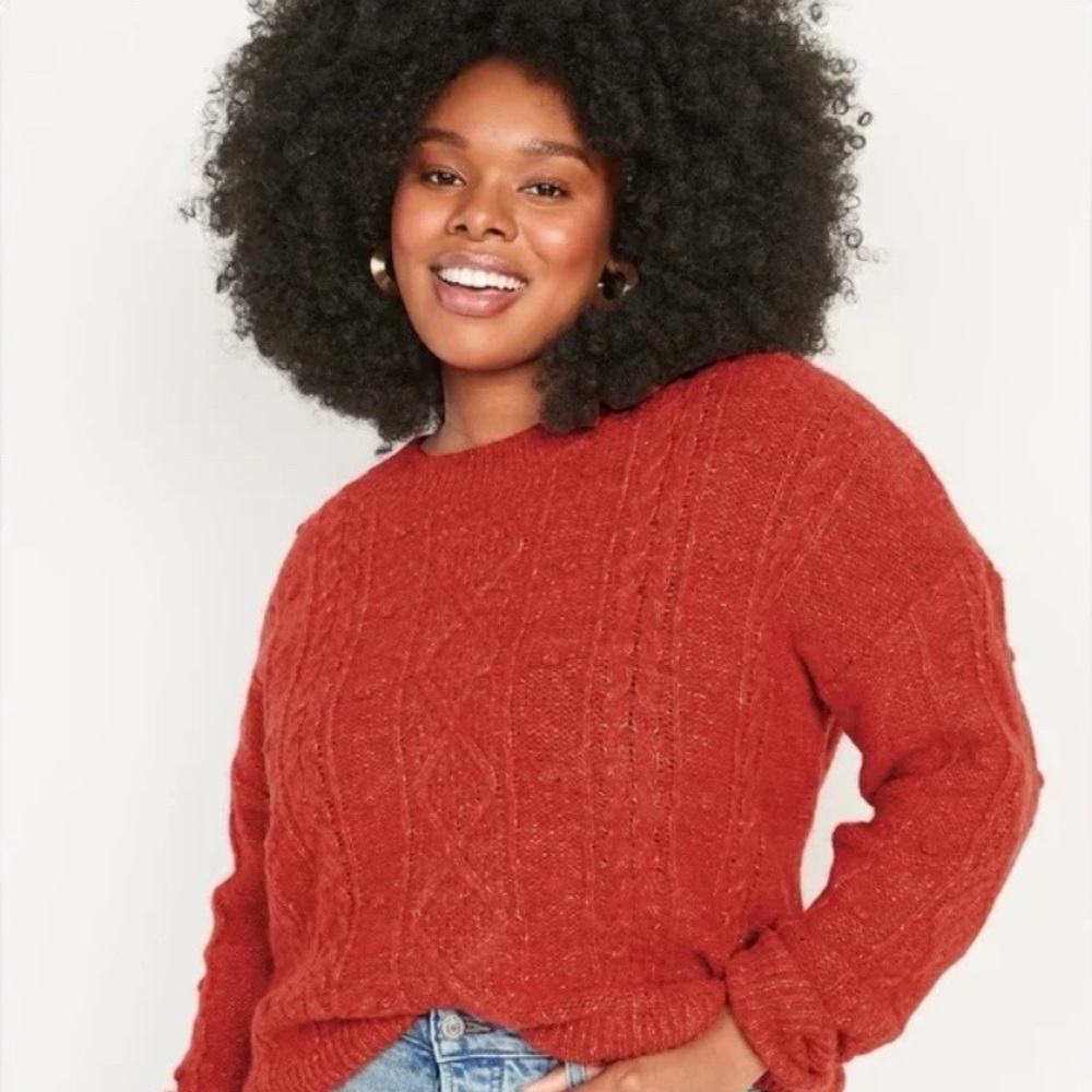 Old Navy Marled Cable Knit Popcorn Sweater Size S Crewneck Cabincore Fisherman